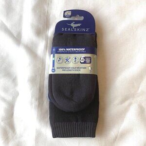 SealSkinz Waterproof Cold Weather Mid Length Socks Unisex Large L Black/Gray NEW
